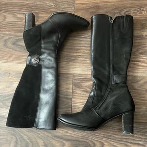 Pajar Black Leather and Suede Heeled Boots